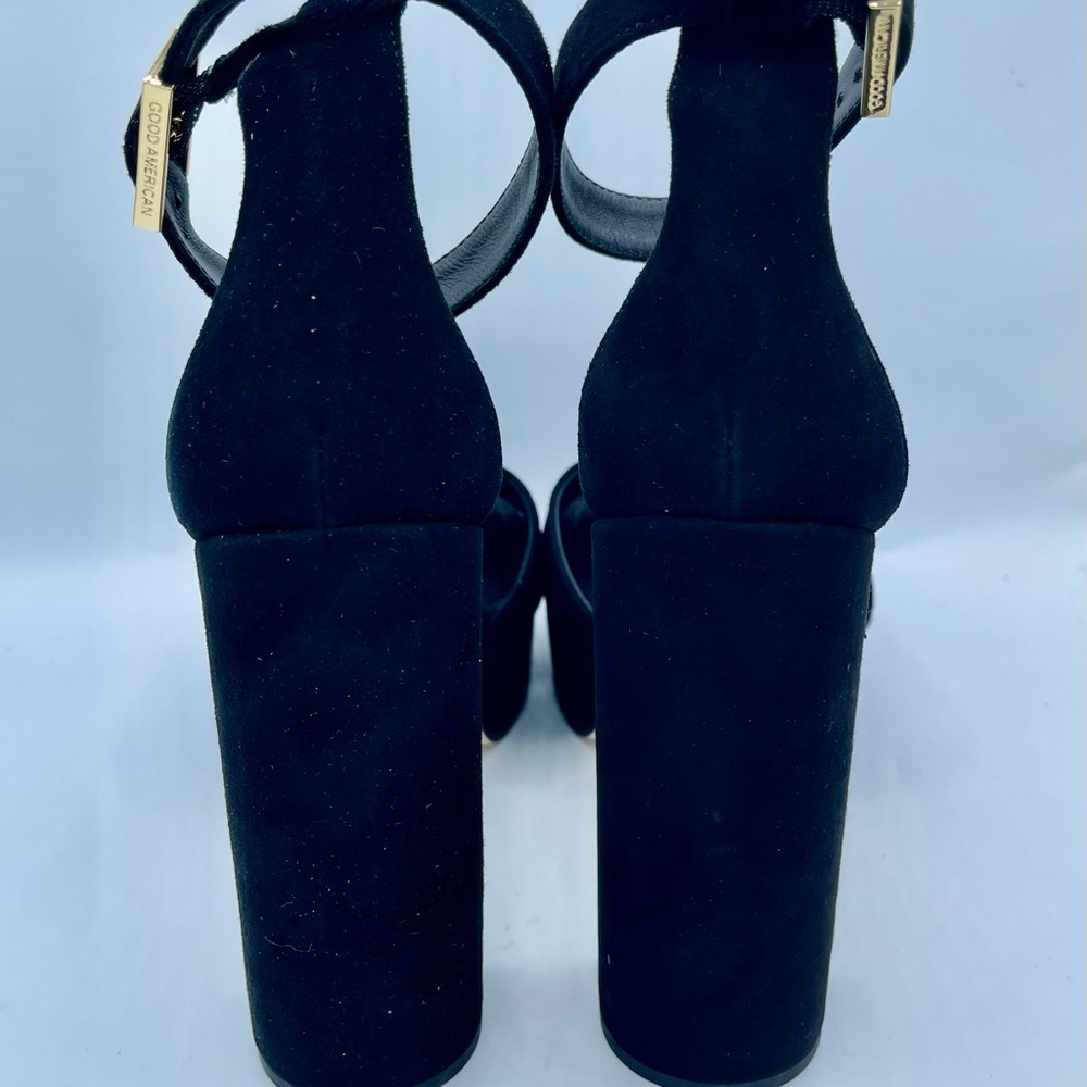 New  Good American Suede Platform Sandals Size 10 - Picture 12 of 17